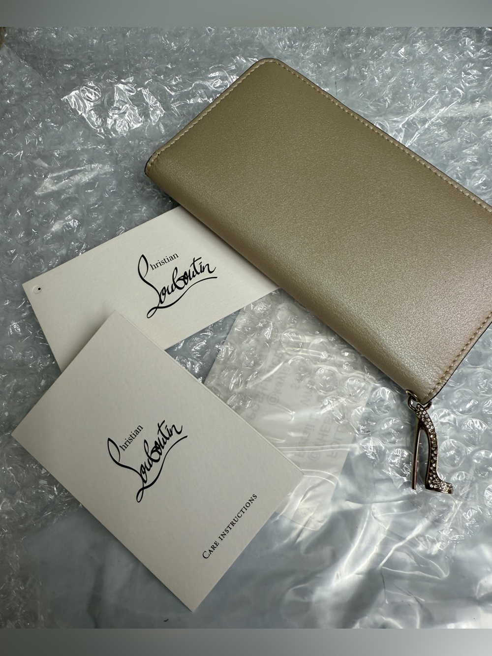 Christian Louboutin Taupe Zip-Around Iphone Case/Wallet